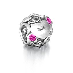 Party of Hearts Bracelet Charm in 925 Sterling Silver with Pink Tourmaline