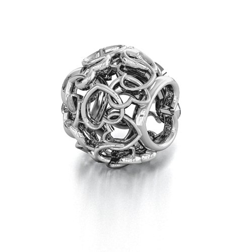 Party of Hearts Bracelet Charm – Sterling Silver with Cubic Zirconia and Garnet