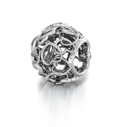 Party of Hearts Bracelet Charm – Sterling Silver with Pink Tourmaline