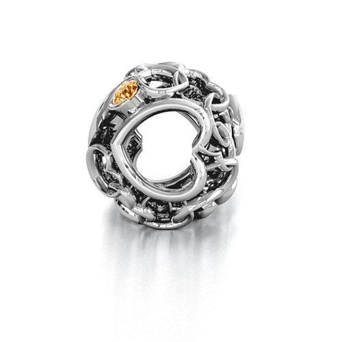 Party of Hearts Bracelet Charm – Sterling Silver with Citrine