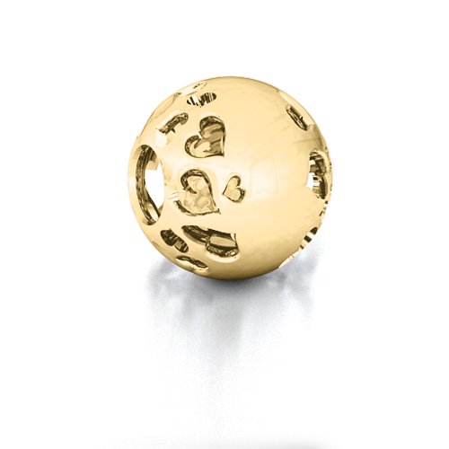 Hearts Mosaic Bracelet Charm – 10K Yellow Gold