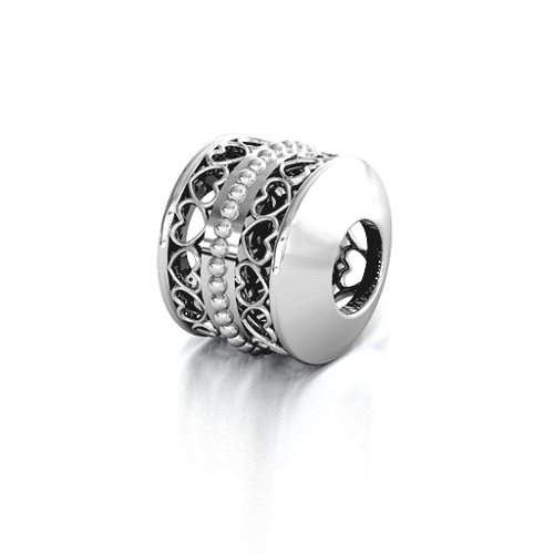 Hearts Aligned Bracelet Charm – Sterling Silver