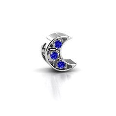 To the Moon and Back Bracelet Charm – Sterling Silver with Blue Sapphire