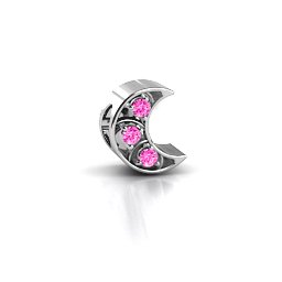 To the Moon and Back Bracelet Charm in 925 Sterling Silver with Pink Tourmaline