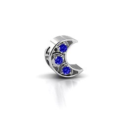 To the Moon and Back Bracelet Charm in 925 Sterling Silver with Blue Sapphire