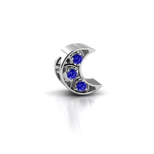 To the Moon and Back Bracelet Charm – Sterling Silver with Blue Sapphire