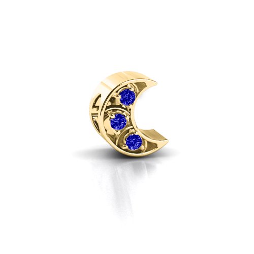 To the Moon and Back Bracelet Charm – 10K Yellow Gold with Blue Sapphire