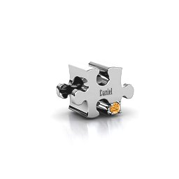 Puzzle Piece of your Heart Bracelet Charm in 925 Sterling Silver with Citrine