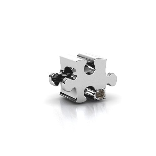 Puzzle Piece of your Heart Bracelet Charm – Sterling Silver with Smokey Quartz