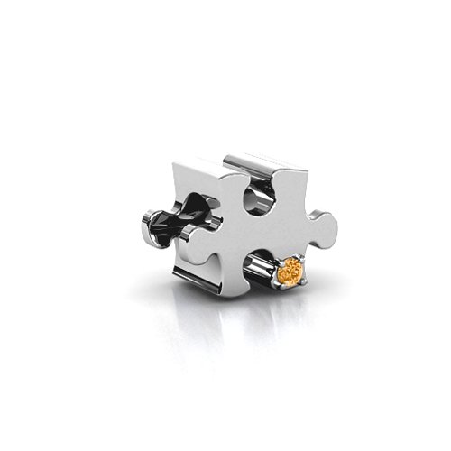 Puzzle Piece of your Heart Bracelet Charm – Sterling Silver with Citrine
