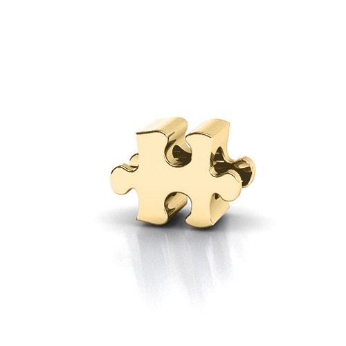 Puzzle Piece of your Heart Bracelet Charm – 10K Yellow Gold with Cubic Zirconia