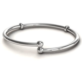 7" Silver Flex Bangle Charm Bracelet