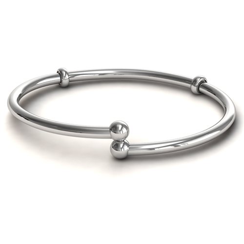 7" Silver Flex Bangle Charm Bracelet – Sterling Silver