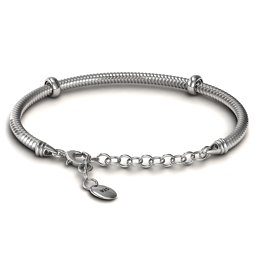 7.5" Silver Snake Bracelet with 1.5" Extender in 925 Sterling Silver