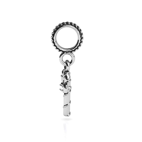 Candy Cane Bracelet Charm – Sterling Silver with White Premium Zirconia