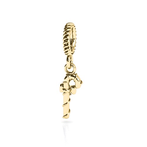 Candy Cane Bracelet Charm – 10K Yellow Gold with White Premium Zirconia