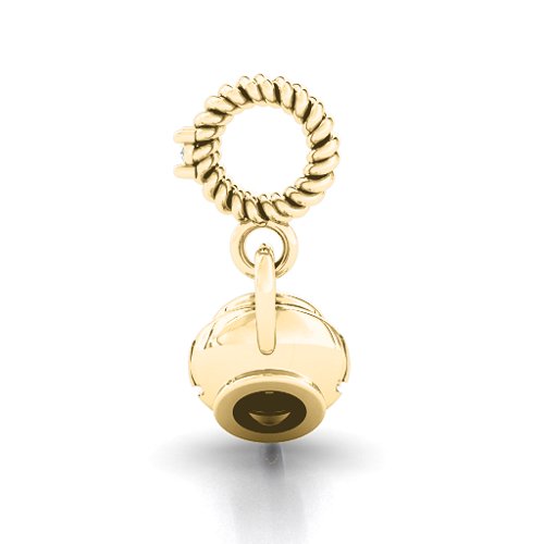 Teapot with Hearts Bracelet Charm – 10K Yellow Gold with Cubic Zirconia