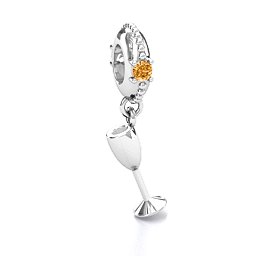 Raise Your Champagne Flute Bracelet Charm in 925 Sterling Silver with Citrine