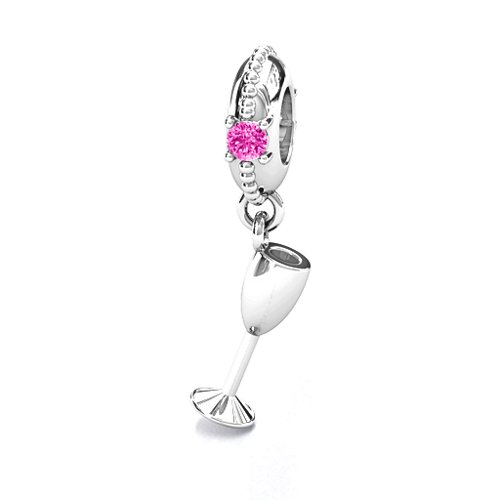 Raise Your Champagne Flute Bracelet Charm – Sterling Silver with Pink Tourmaline