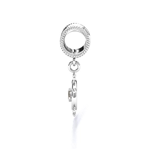 Ship's Wheel Bracelet Charm – Sterling Silver with Smokey Quartz