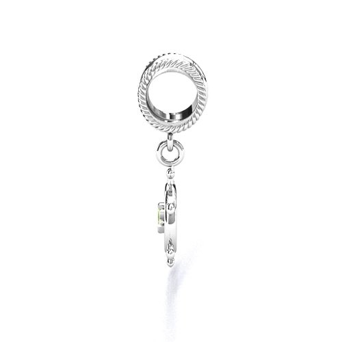 Ship's Wheel Bracelet Charm – Sterling Silver with Peridot