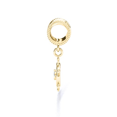 Ship's Wheel Bracelet Charm – 10K Yellow Gold with Cubic Zirconia