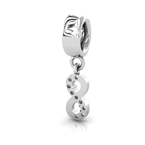 Infinity Bracelet Charm with Stones – Sterling Silver with White Premium Zirconia