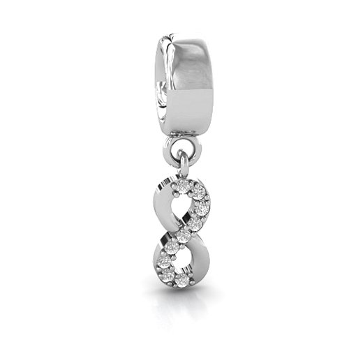 Infinity Bracelet Charm with Stones – Sterling Silver with White Premium Zirconia
