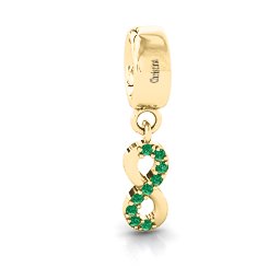 Infinity Bracelet Charm with Stones in 10K Solid Yellow Gold with Green Premium Zirconia