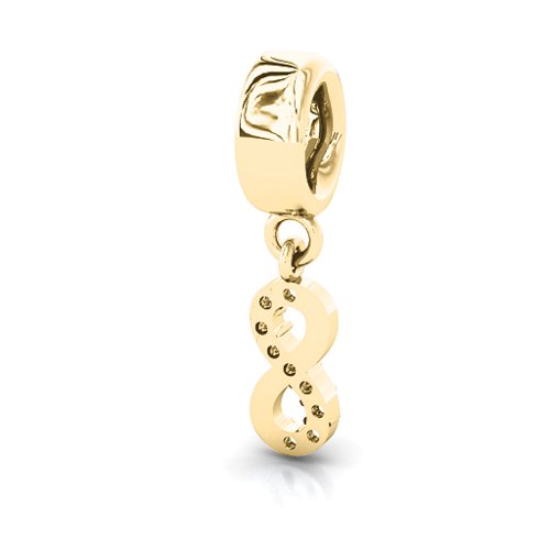 Infinity Bracelet Charm with Stones – 10K Yellow Gold with White Premium Zirconia