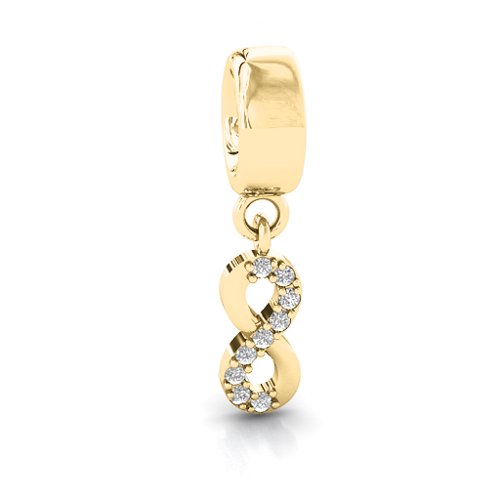 Infinity Bracelet Charm with Stones – 10K Yellow Gold with White Premium Zirconia