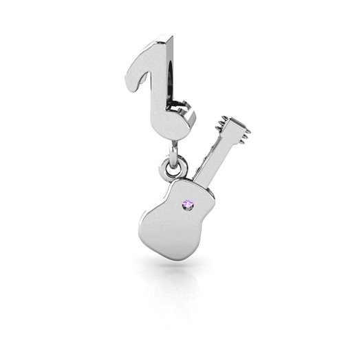 Music Lovers Bracelet Charm – Sterling Silver with Amethyst
