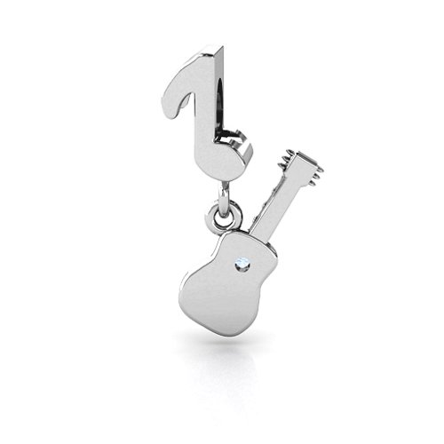Music Lovers Bracelet Charm – Sterling Silver with Aquamarine