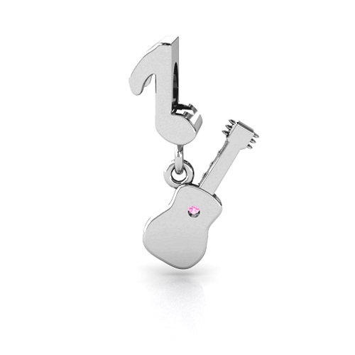 Music Lovers Bracelet Charm – Sterling Silver with Pink Tourmaline