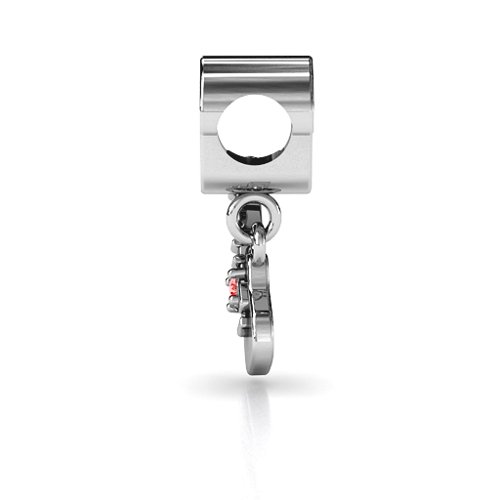 Music Lovers Bracelet Charm – Sterling Silver with Garnet