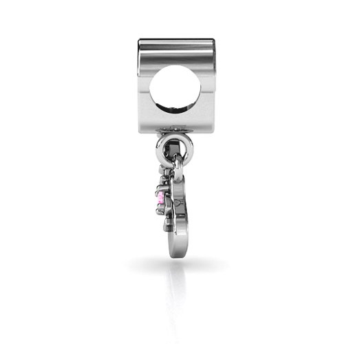 Music Lovers Bracelet Charm – Sterling Silver with Pink Tourmaline
