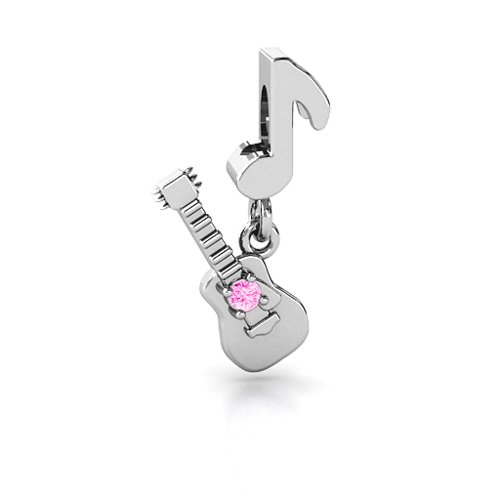 Music Lovers Bracelet Charm – Sterling Silver with Pink Tourmaline