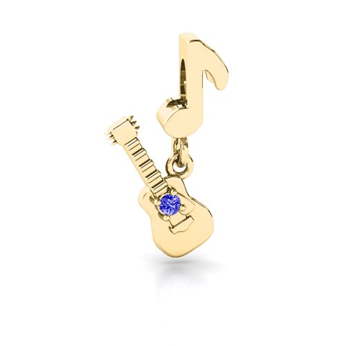 Music Lovers Bracelet Charm – 10K Yellow Gold with Blue Sapphire