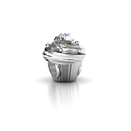 Cupcake Bracelet Charm in 925 Sterling Silver with Amethyst