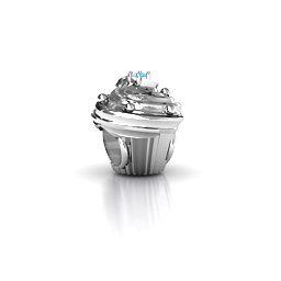 Cupcake Bracelet Charm in 925 Sterling Silver with Blue Topaz