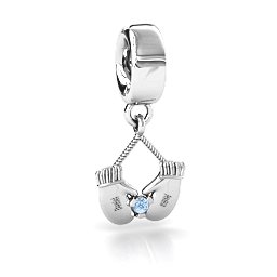 Smitten for Mittens Bracelet Charm in 925 Sterling Silver with Aquamarine