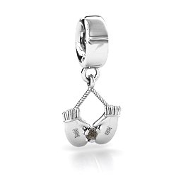 Smitten for Mittens Bracelet Charm in 925 Sterling Silver with Smokey Quartz