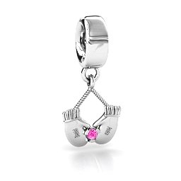 Smitten for Mittens Bracelet Charm in 925 Sterling Silver with Pink Tourmaline