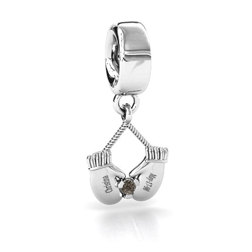Smitten for Mittens Bracelet Charm – Sterling Silver with Smokey Quartz