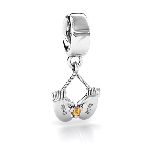 Smitten for Mittens Bracelet Charm – Sterling Silver with Citrine
