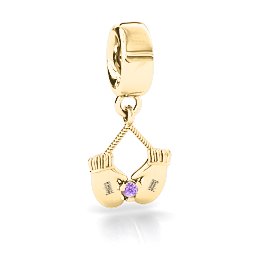 Smitten for Mittens Bracelet Charm in 10K Solid Yellow Gold with Amethyst