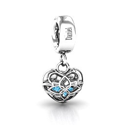 Beautiful Blossom Caged Bracelet Charm in 925 Sterling Silver