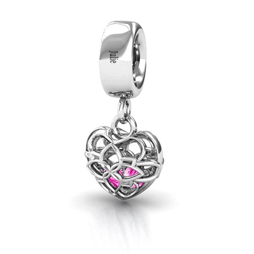 Beautiful Blossom Caged Bracelet Charm – Sterling Silver with Pink Tourmaline