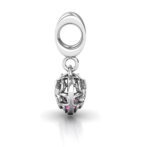 Beautiful Blossom Caged Bracelet Charm – Sterling Silver with Pink Tourmaline