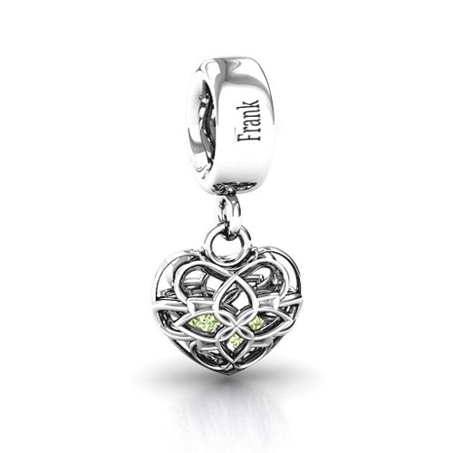 Beautiful Blossom Caged Bracelet Charm – Sterling Silver with Peridot